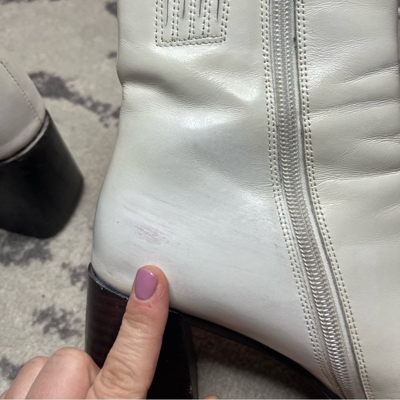 JEFFERY CAMPBELL Geist 70s Ice White Patent Leather Gogo Boots Booties - Picture 10 of 10